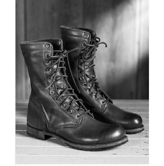 Established theory sense Sheet Men Black Combat Boots, Military Style Leather Boots, Army Boot - Rangoli  Collections