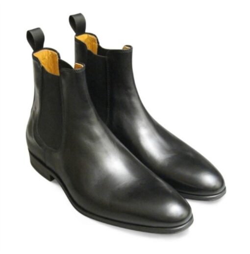 Handmade Men Black Leather Chelsea Boots, Ankle Boots, Chelsea Boot ...