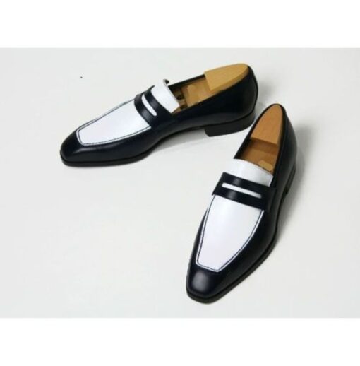 Handmade Mens Leather Shoes, Men Black And White Color Real Leather ...