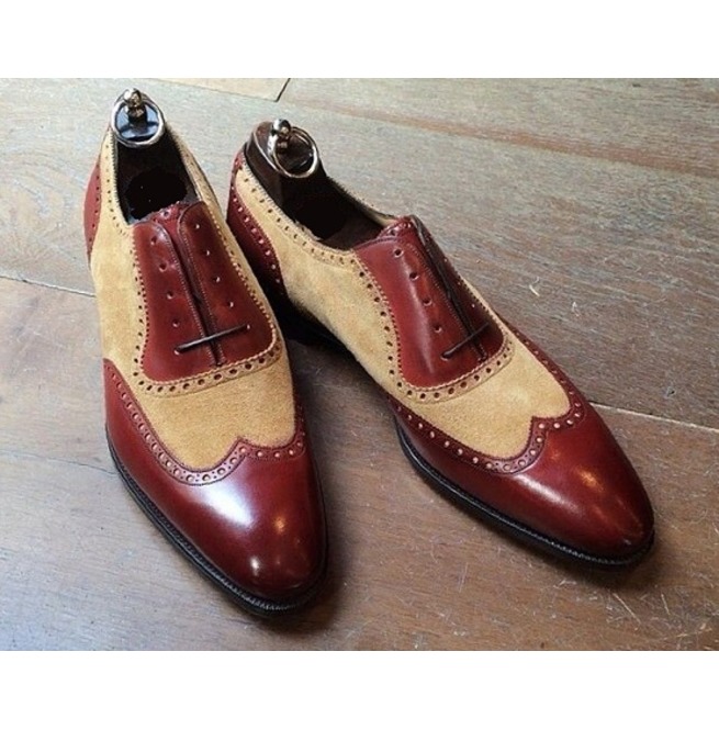 Handmade Men Two Tone Leather Formal ...