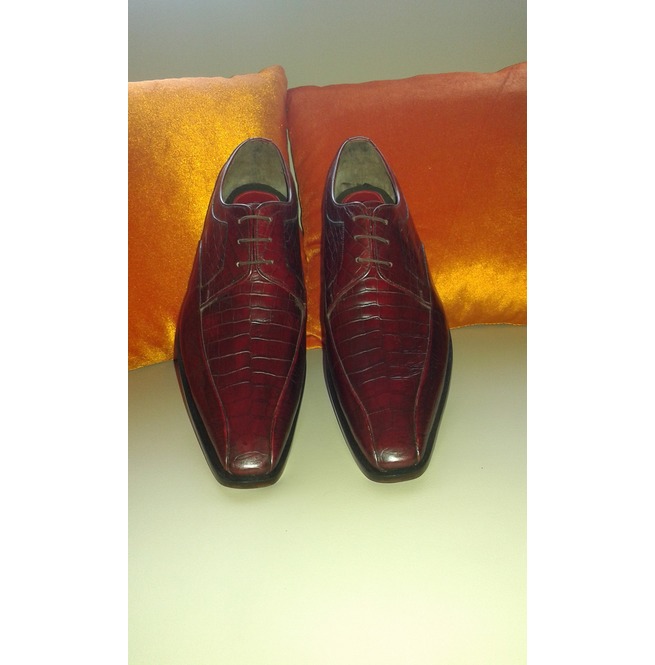 Handmade Maroon Leather Shoes, Leather Shoes For Men, Lace Up Dress ...