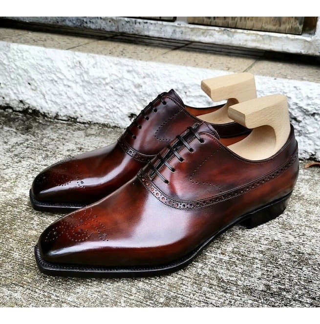 Pure Handmade Brown Shaded Leather Lace up Brogue Shoes for Men's ...
