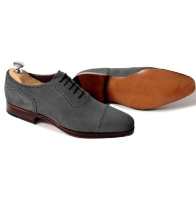 Handmade Men Dark Gray Oxford Shoes, Suede Leather Shoes, Shoes ...