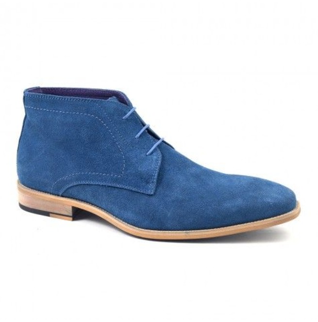 Handmade Men Blue Suede Chukka Boots, Blue Suede Casual Boots, Boot ...
