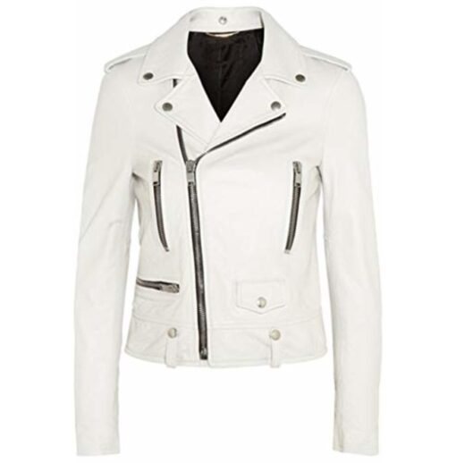 Women Fashion White Genuine Leather Jacket, White Leather Jacket For ...