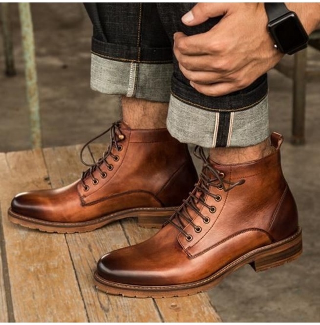 Handmade Men Fashion Brown Ankle Leather Boots, Designer Casual Boots ...