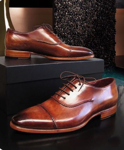 Handmade Men's Burnished Brown Lace Up Business Shoes, Real Leather ...