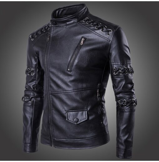 Handmade Men's Black Leather Motorcycle Jacket, Fashionable street wear ...