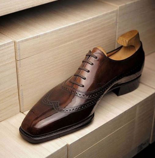 Handmade Men's Brown Wing Tip Brogue Lace Up Business Dress Shoes, Real ...