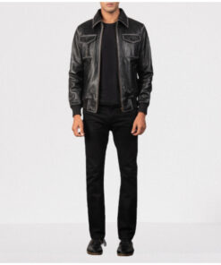 Men Black Leather Fashion Jacket With Cargo Pockets, Biker Jackets ...