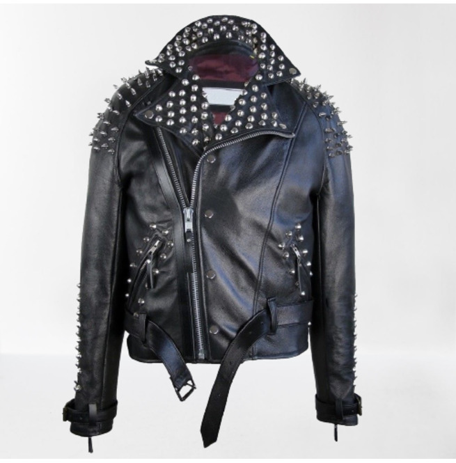 Black Punk Rock Fashion Studded Leather Jacket