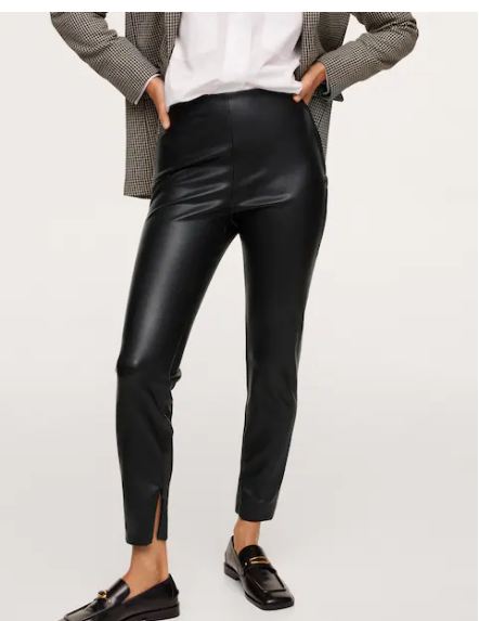 Women Black Leather Pants with Split Hem, Leather Trousers for Women ...