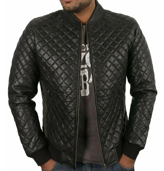 Handmade Men's Black Leather Jacket, Bomber Biker Jacket For Men ...